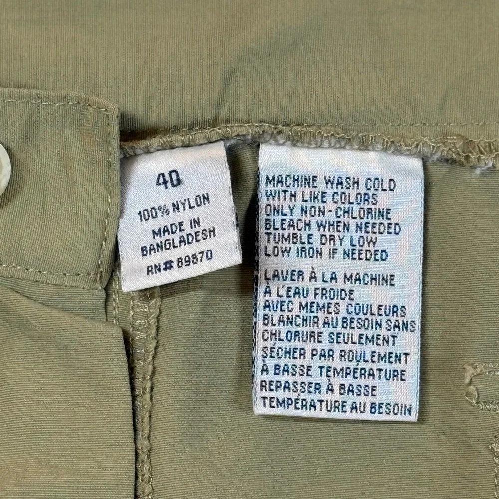 Bimini Bay Outfitters Men Khaki Nylon Cargo Fishing Shorts Size 40 Elastic Waist